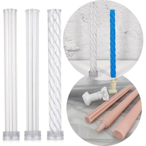 1PC Plastic Candle Mold Long Pole Cylinder Stripe Church Candle Mould Soap Making Clay Tools Handmade DIY Crafts