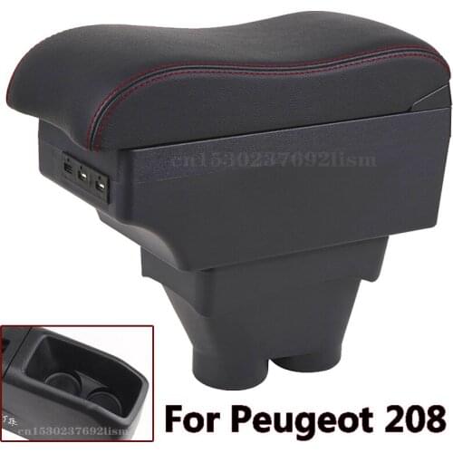 For Peugeot 208 Armrest Box For Peugeot 208 2012-2018 Universal Car Central Armrest Storage Box modification accessories