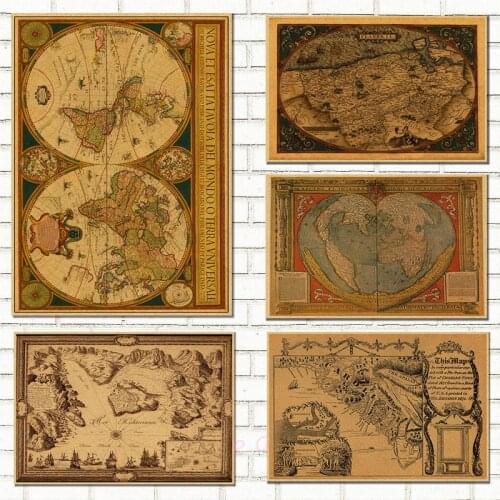 Various Sailing World Map Poster Living Room Bar Cafe Decor Ancient World Vintage Maps Wall Sticker Decorative Paintings 3