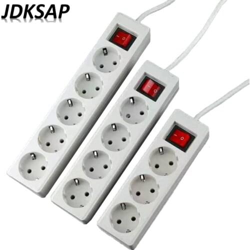 2 Round Pin EU Plug 3M Extension Cable Socket 250V 10A 3/4/5 Outlet AC Power Strip Socket Charger Wall Socket With Switch