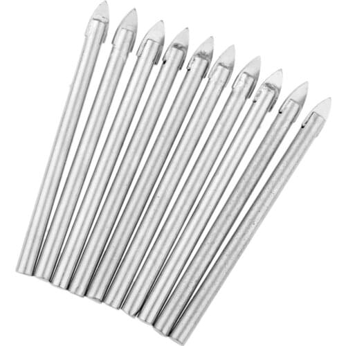 10Pcs 6mm Carbide Triangle Spear Point Head Mirror Ceramic Marble Tile Glass Granite Drill Bits DIY Metal Cutting Drilling Tools