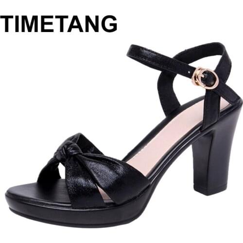 TIMETANGBig Size 35-43 Elegant Platform Sandals Women Office Shoes 2019Summer Buckle High Heels Sandals Ladies Party Gold Sandal