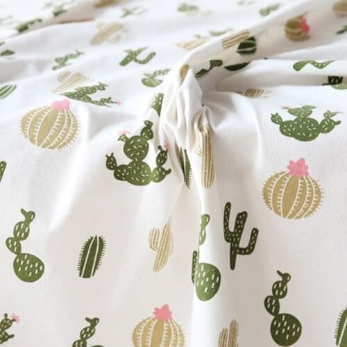 Buulqo Prints Cactus Cotton and Linen Fabric By Meter for DIY Sewing Upholstery home decor Cotton Material