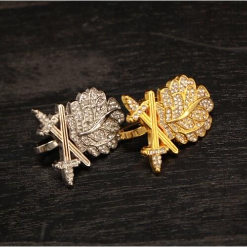 TOP quality German Medal Oak Leaf double Swords Diamonds Knights badge brooch