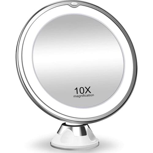 Flexible Makeup Mirror 10X Magnifying Mirrors LED Lighted Touch Screen Vanity Mirror Portable Dressing Table Cosmetic Mirrors