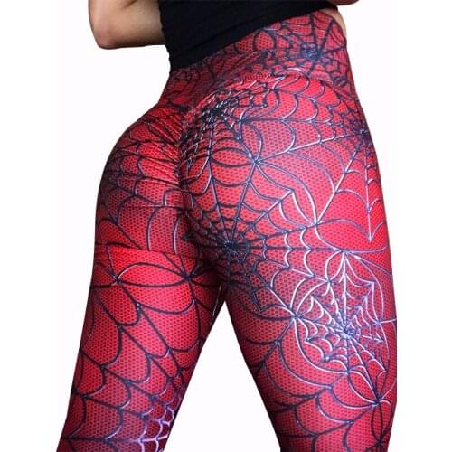 SALSPOR Spiders Printing Fitness Leggings Women High Waist Bodybuilding Quick Dry Workout Leggins Female Sexy Push Up Legging