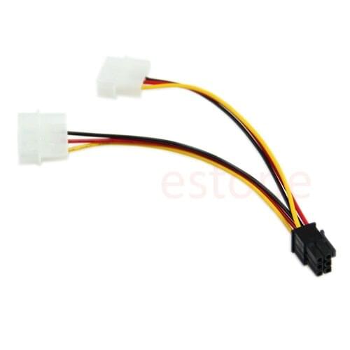 1PC 6 Pin PCI-E to 2 X 4 Pin Power Adapter Converter Cable Cord L15