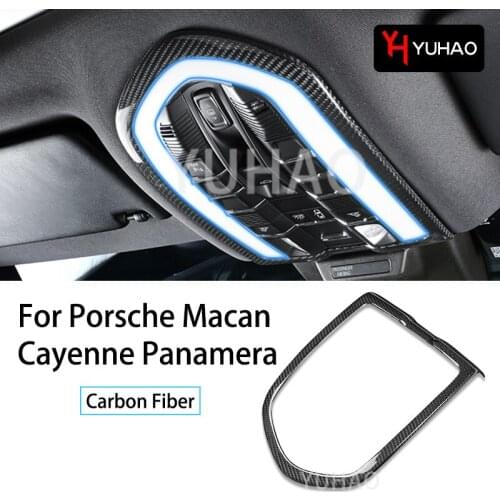 1Pcs Car Reading Lamp Carbon Fiber Decorative Protective Sticker For Porsche Macan Cayenne Panamera Automotive Interior Supplies