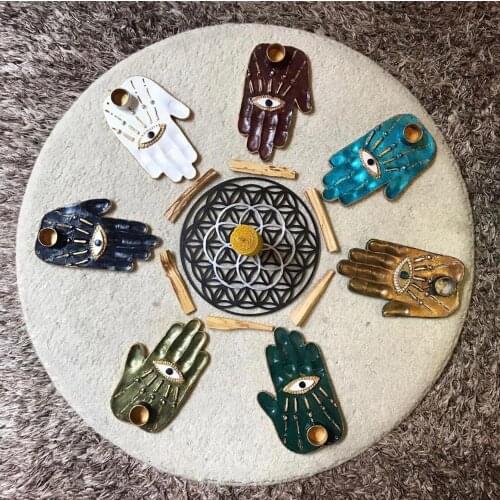 Hamsa Palo Santo Incense Holder, Palo Santo incense burner, incense burner/holder (includes one Palo Santo stick)
