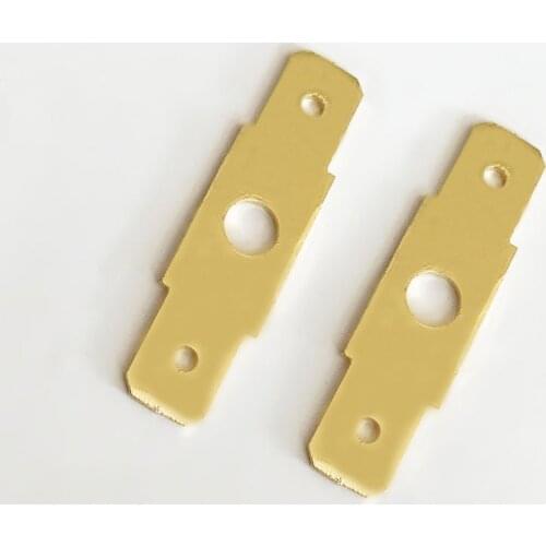 10pcs 6.3 Male Terminals 6.3mm Double Side Inserted spring Terminal for 250 PCB Connector Length 30.5mm Open Hole 4.2mm