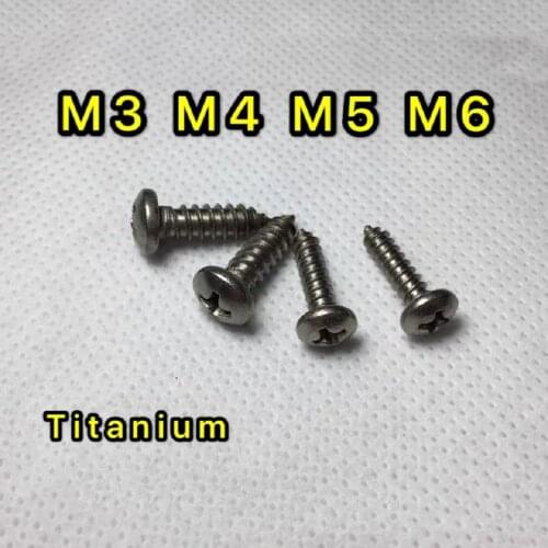 10PCS M3 M4 M5 M6 Titanium self-tapping Phillips Screw GB845 Pure titaniums Round head cross screws