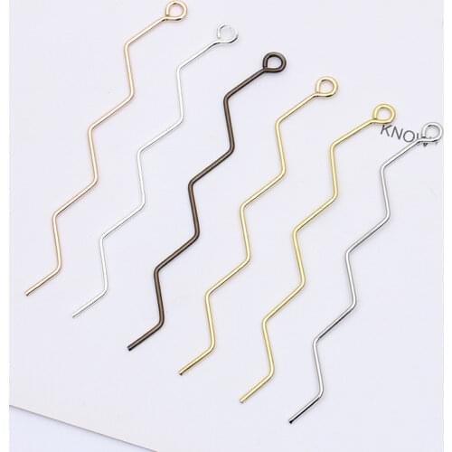 50pcs 1*70mm Metal Copper Gold Silver Color 6 Colors Plated Curvy Long Pendant Connectors DIY Jewelry Accessories