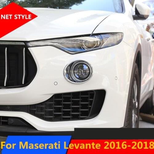 2pcs Chrome ABS Front Fog Lamp Frame decoration cover trim Exterior decoration Auto Accessories For Maserati Levante 2016-2018