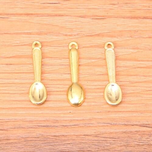 30pcs kitchen cooking spoon charms metal pendants Gold Color for necklace jewelry making 24mm