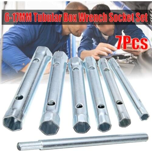 7PCS Tubular Wrench 6-17mm Tube Spanner Wrench Metric Socket Set Repair Hand Tools Spark Plug Spanner Removal Tool Wholesale