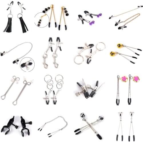 Metal Nipple Clamps With Chain Clips Flirting Teasing Sex Bondage Kit Slave Clamp Clip Adult Bdsm Toys Exotic Accessories