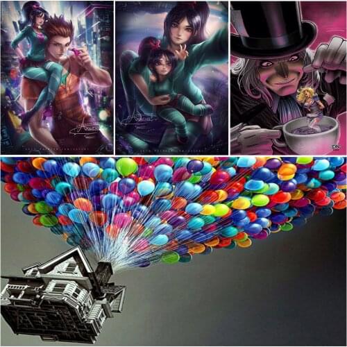 5D DIY Diamond Painting Painting Cartoon Characters, Balloon Cross Stitch Set Inlaid Diamond Custom Gift Decoration Painting