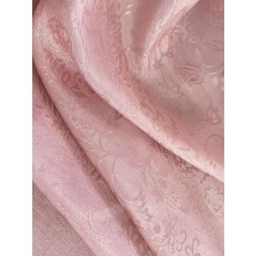 Bamboo leaf printed Silk Crepe Jcquard Fabric Special 100% Pure Silk Jacquard for Vintage Clothes DressB179