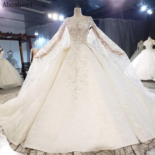 Shining Beading Ball Gown Wedding Dress 2021 Ivory/White Lace Wedding Gown Luxury Exquisite Beading Lace Up Back