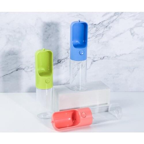 Pet Water Bottle Outdoor Dog Water Drinker Big Dog Cat Kitten Transparent PC Type Automatic Drinking Cup 3Colors 450ml Clean