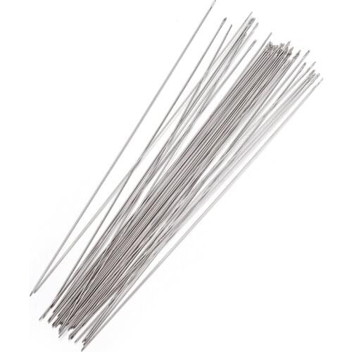 5 Bags 12cm Platinum Color Stainless Steel Beading Needles Sewing Leather Pins for Jewelry Making DIY Necklace Thick: 0.45mm