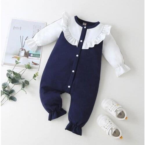 Ins Spring New Gentleman Baby Girls Clothes Autumn Cotton Baby Climbing Jumpsuit For Newborn 0-12m Long Sleeve Fashion Infants