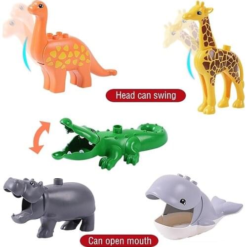 Big Size DIY Building Blocks Animal Accessories Figures Lion Panda Compatible with Big Size Bricks Toys for Children Gifts