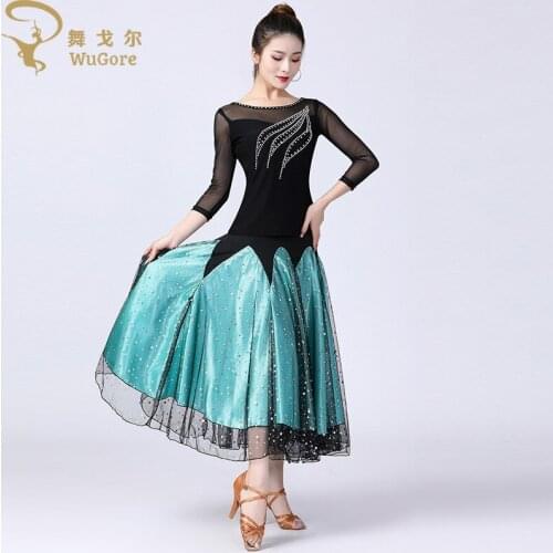 Latin blouse lady adult ballroom dress Ballroom dress long sleeve diamond Jibart sailor dance