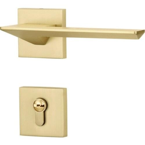 Copper brushed Door Lock high quality Mute Magnetic Split Door Handle lock Interior Anti-theft With key Room Wood Gate Hardware