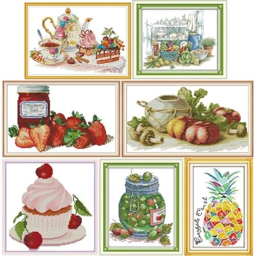 Afternoon Tea Series handmade cross stitch kits 11CT14CT printed pattern craft DMC fabric sewing needlework embroidery set decor