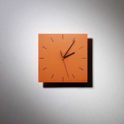 Wall Clock Square Shape Custom Silent Minimalist Home Fashion Personality Creative Wall Decoration Home Clock Orange Decors