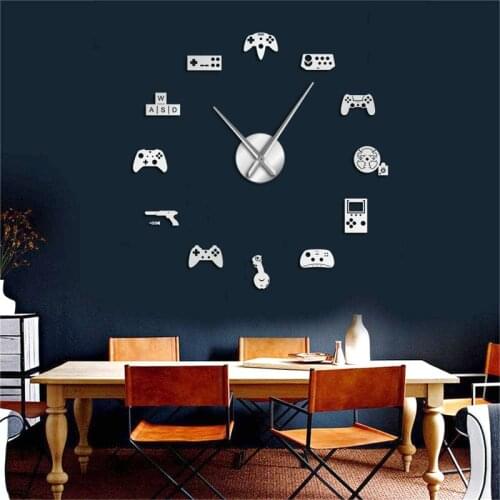 Wall Stickers Clock Game Controller Video DIY Big Joysticks Gamer Cool Man Gamepad Wallpapers Clocks Gaming Boys Room Home Decor