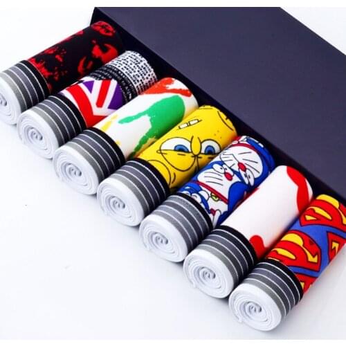 7pcs/lot Sexy underwear boxer Men Shorts Mens Clothing boxers panties shorts Sexy fat guy mens shorts Print Cartoon