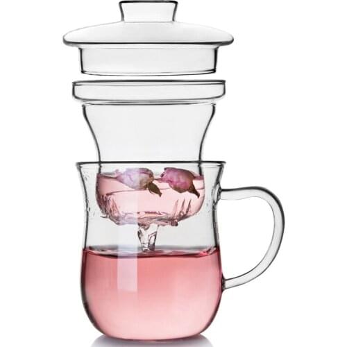 New Transparent Clear Glass Milk Mug Coffee Tea Cup Teapot Kettle With Tea Infuser Filter Lid Home Office Drinkware