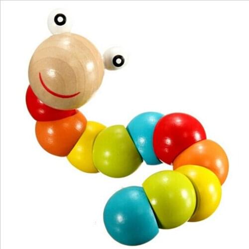 2018 NEW Insert Puzzle Kids Educational Wooden Toys Baby Children Fingers Flexible Training Science Twisting Worm Toys