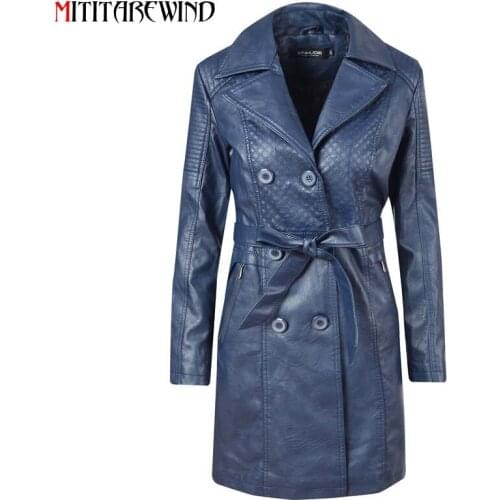 2020 New Winter Womens Leather Jacket Mid-long Velvet Keep Warm PU Leather Coat Women Adjustable Waist Slim Fit Female Jacket