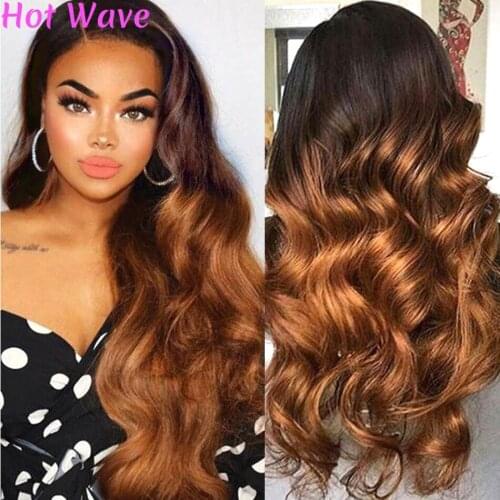 Highlight Body Wave Wig Ombre Lace Front Wig Body Wave Wigs For Women 13x4 Lace Frontal Wig 180% Brazilian Lace Closure Wig