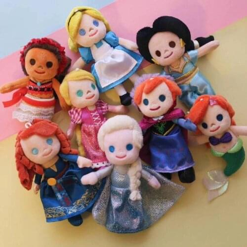 Disney Frozen elsa and anna plush toys 14cm Cinderella Mermaid princess Soft Stuffed Plush Doll Pendant toys for kids Girl gift