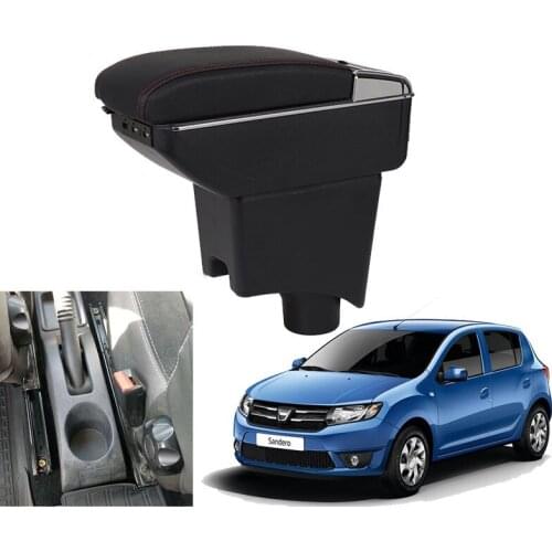 For Renault Sandero Armrest Box Sandero1-2 Universal Car Central Armrest Storage Box cup holder ashtray modification accessories