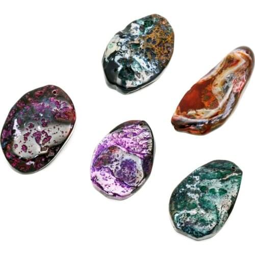 New Natural Stone Agates Pendant Irregular Onyx Necklace Charms for Jewelry Making DIY Necklace Accessories Size 20x30-30x40mm