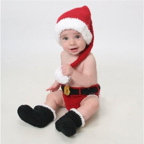 2019 Newborn Photography Props Christmas Style Baby Clothing Set Cute Baby Hat Accessories Photographie Baby Fotografia