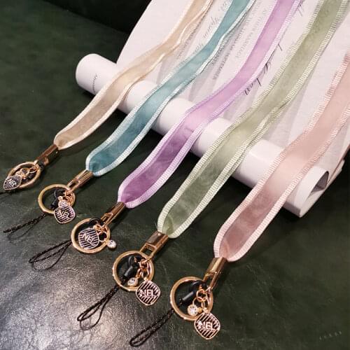 Metal Card Mesh Phone Lanyard Strap For iphone redmi samsung Camera Mobile Phone ID Card Keychain Long Hanging Rope String