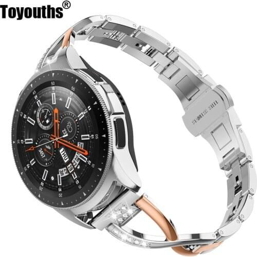 Toyouths Bling Rhinestone Strap For Samsung Galaxy Watch 42mm 20mm Replacement Women Metal Bands for Galaxy Active 2 40mm 44mm