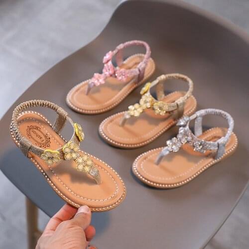 Girls' Sandals 2021 Summer New Flower Princess Shoes Baby Childrens Soft Bottom Breathable Fashion Beach Sandals for Party Hot