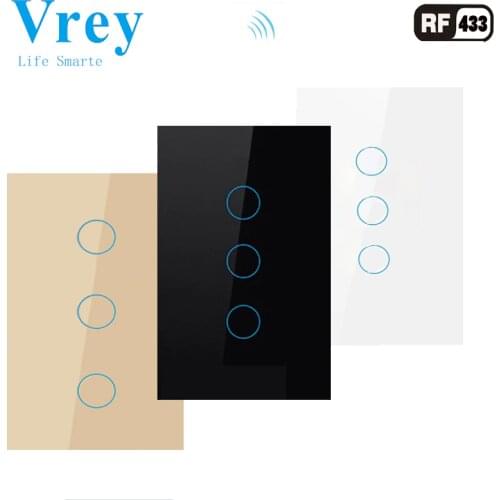 US Standard Touch Switch With RF433 Remote Control Wall Switches Light switched Luxury tempered glass panel