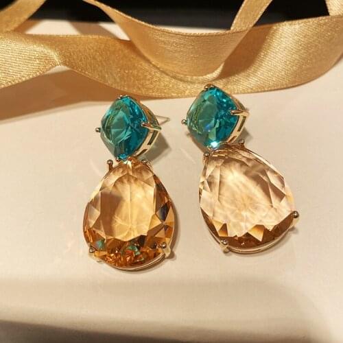 Champagne Gold Crystal Earrings For Women Cubic Luxurious Flower Tassel Fashion Jewelry Girls Luxury Trendy Zircon Wedding Gift