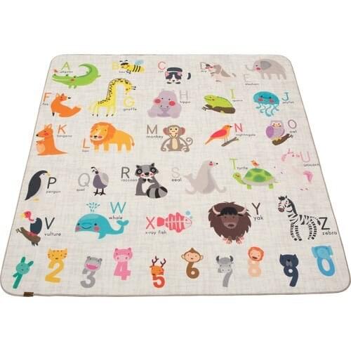 Gray Baby Kids Play Mat Animals Soft Surface Flexible 100% Made in Turkey