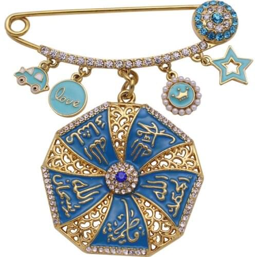 Muslim islam Mohammed Allah Turkish evil eye Scarf Hijab crystal Stainless Steel Pin brooch Baby Pin