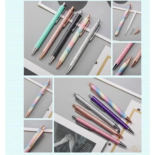 1pcs Metal Ballpen Ball Pens Glitter Ballpoint Pens Student Supplies Writing Office Stationery For School 1.0mm Pens Ballpo N2A2
