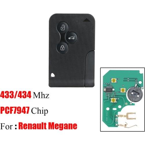 3 Button Smart Card Car Key 433/434 Mhz Original ID46 PCF7947 Chip For Megane Scenic/Grand Scenic Remote Key